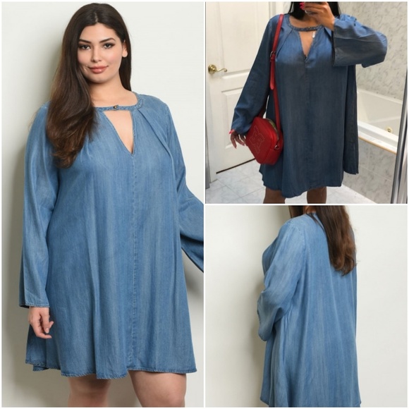 Trend Setter Diva Boutique Dresses & Skirts - 1 LEFT! 1X, 2X & 3X CHOKER DENIM DRESS!